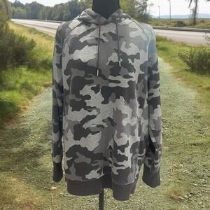 All In Motion Gray Camo Hoodie Large Pullover Sweatshirt Military Gorpcore Cozy